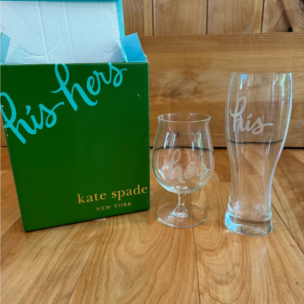 NWT Kate Spade Two of a Kind His and Hers Beer glasses